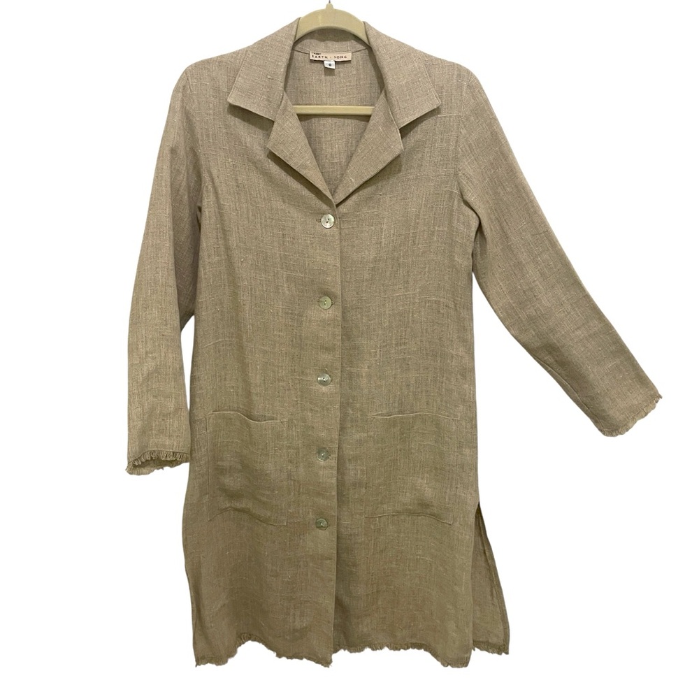 VTG‎ Earth Song Linen Dress Womens Size S Lagenlook Minimalist NWOT